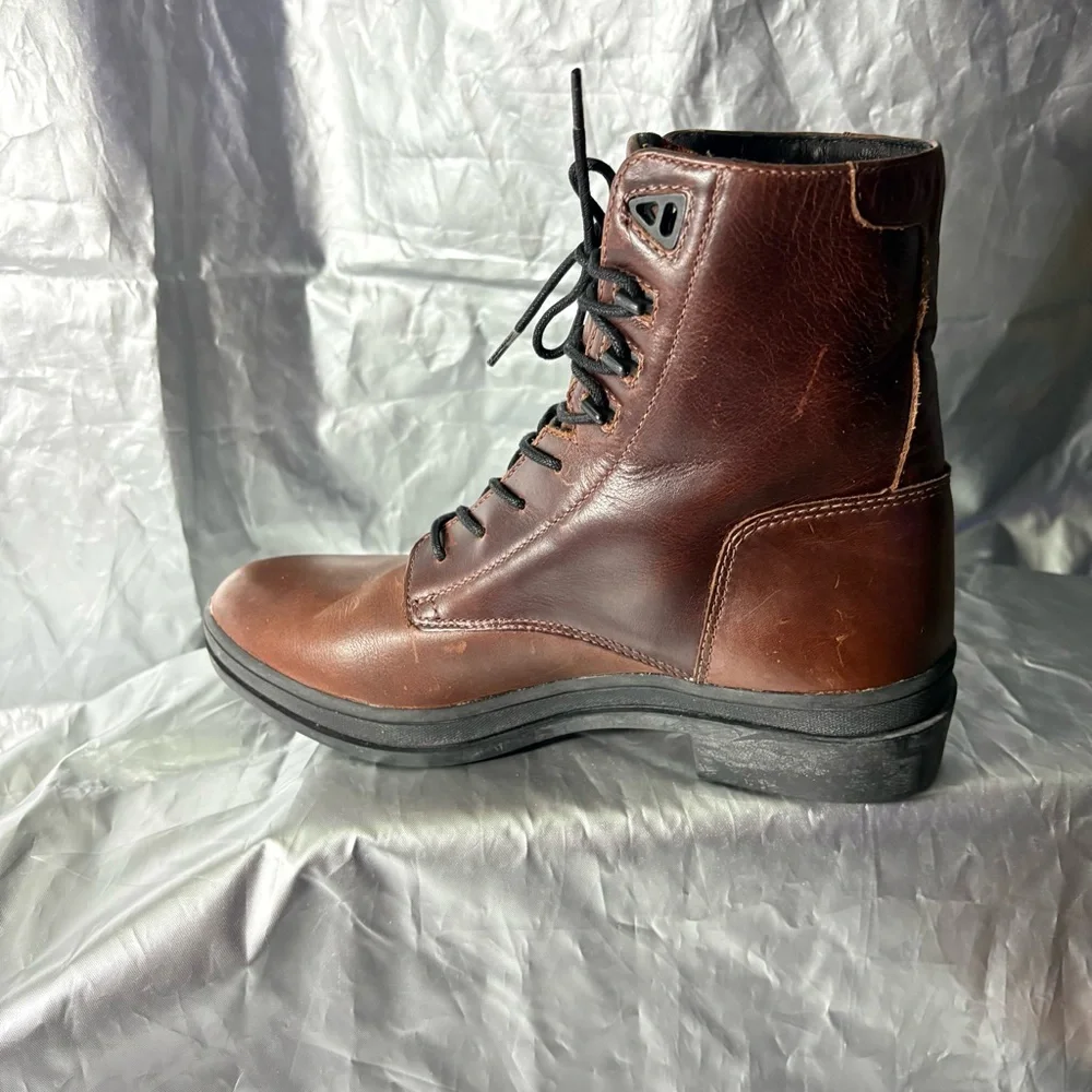 Ariat Brown Leather Lace Up Winter Work Riding Boots Red Flannel Lined Men’s 6.5